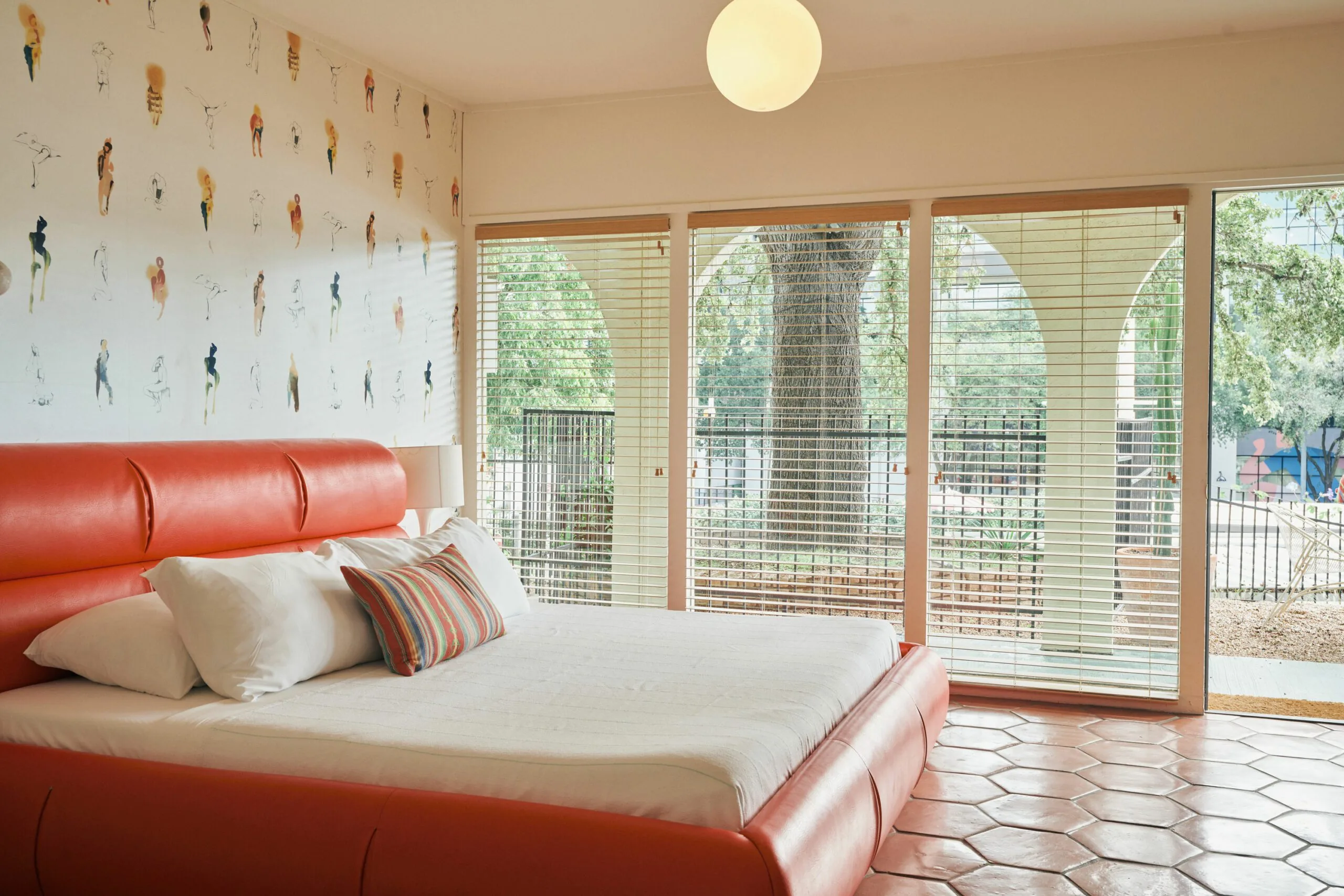 Inside a Poolside King room at Austin Motel