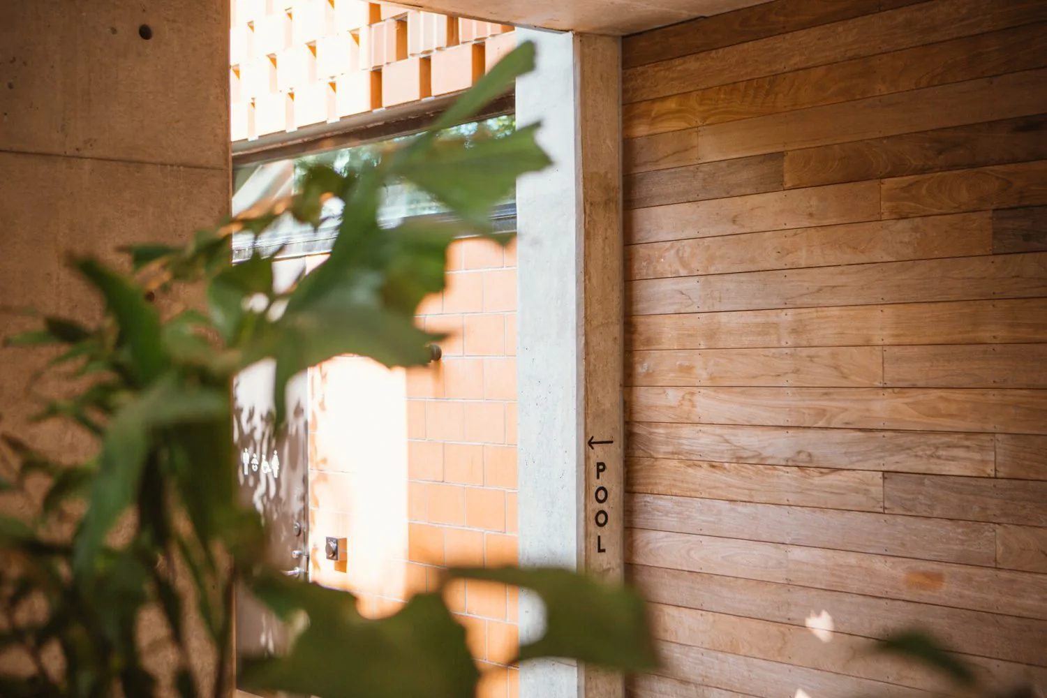 Entryway leading to the Carpenter Hotel pool