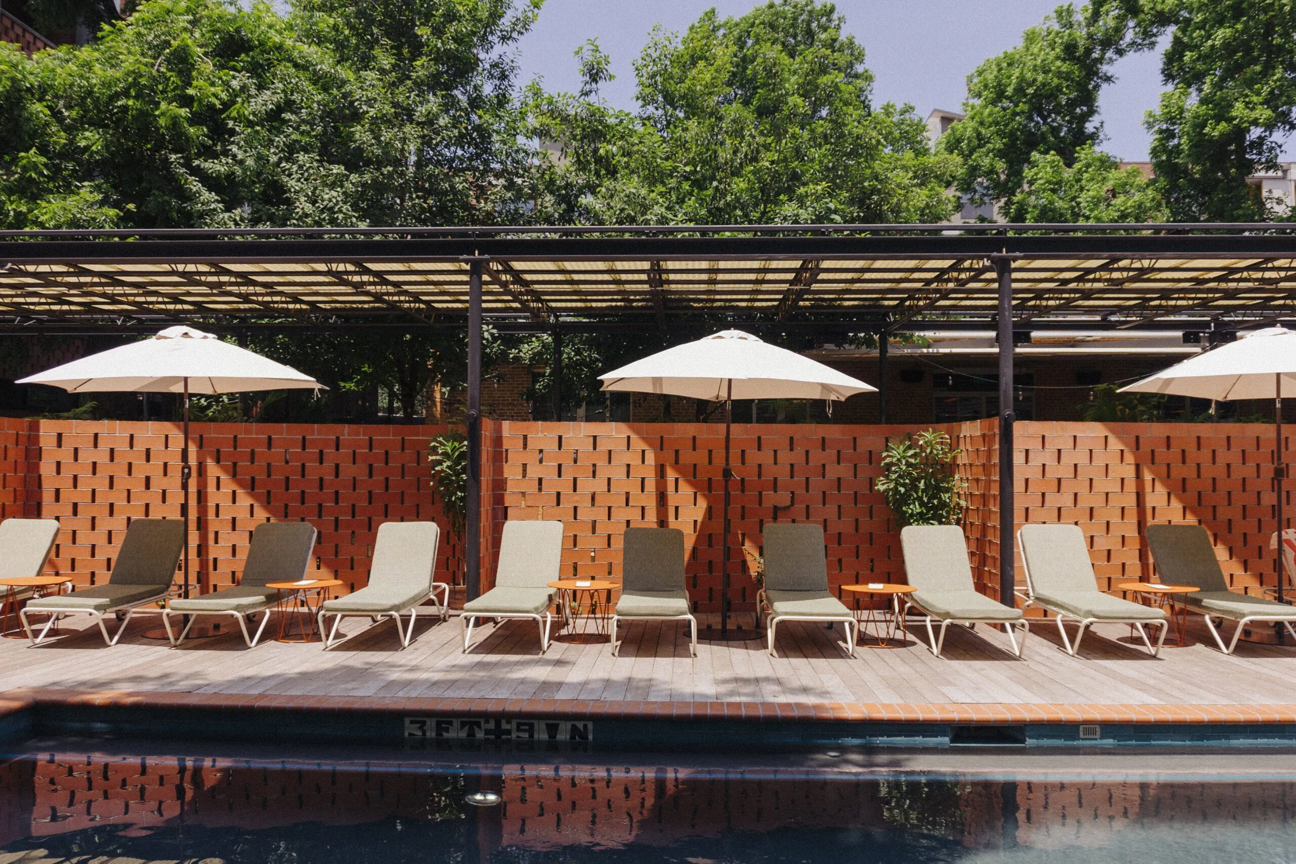 Lounging chairs beside the pool
