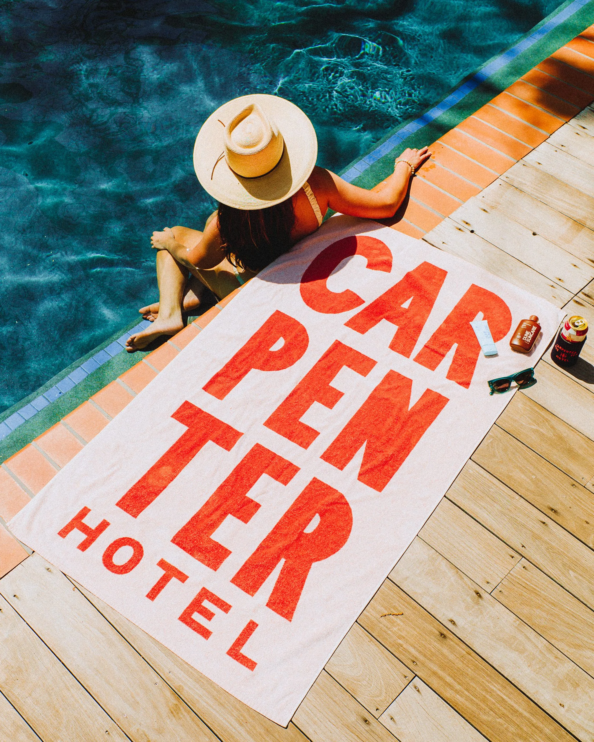 Carpenter Hotel towel by pool