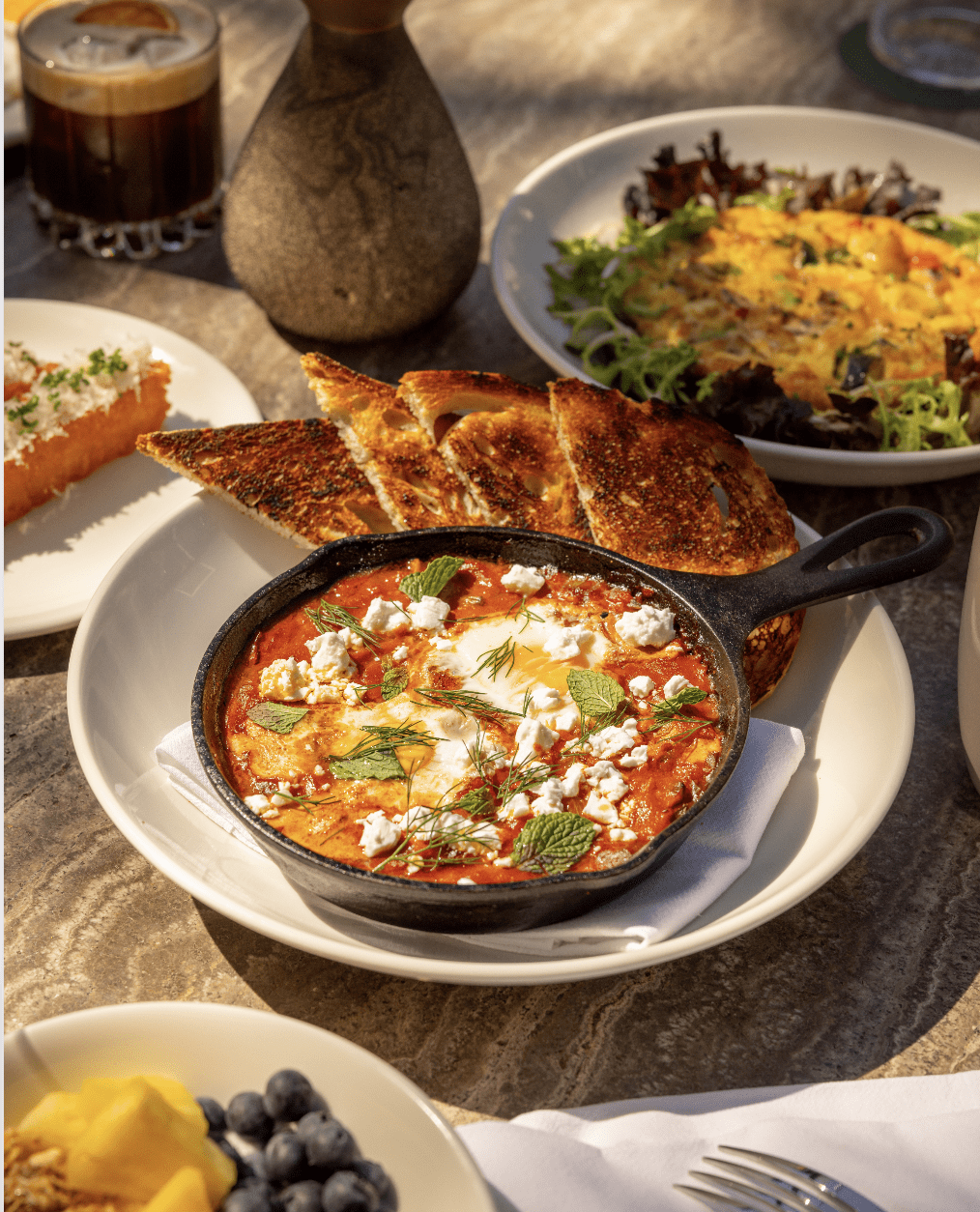 A selection of breakfast meals on a table