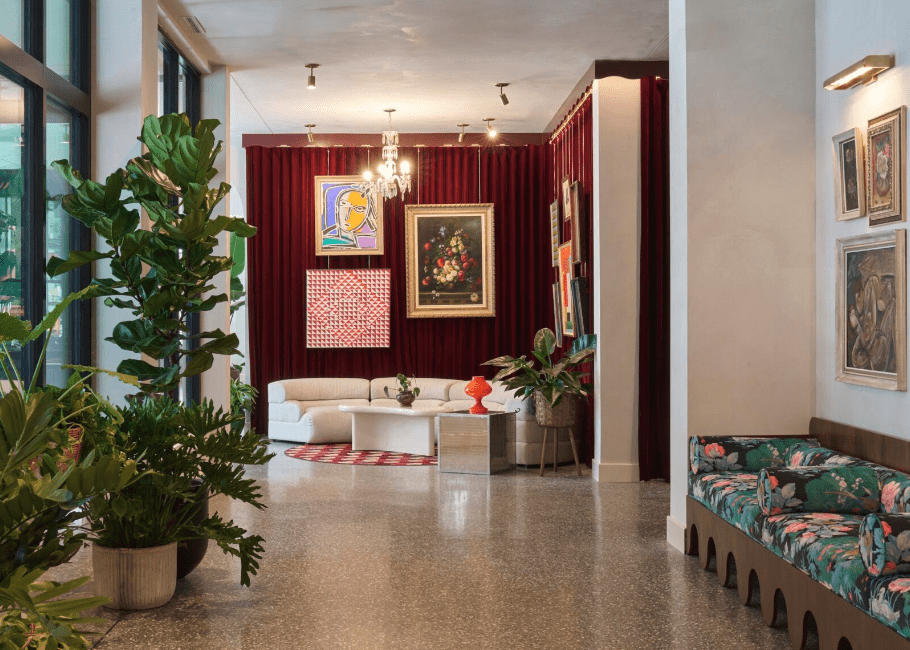View of the Hotel Genevieve lobby