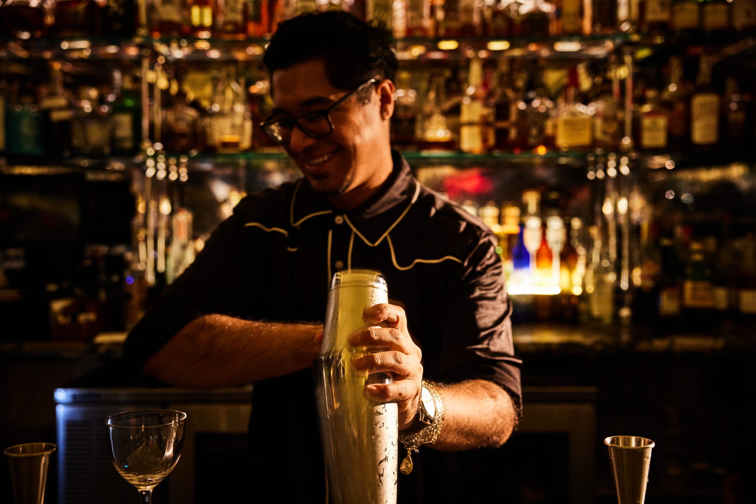 Bartender making drink
