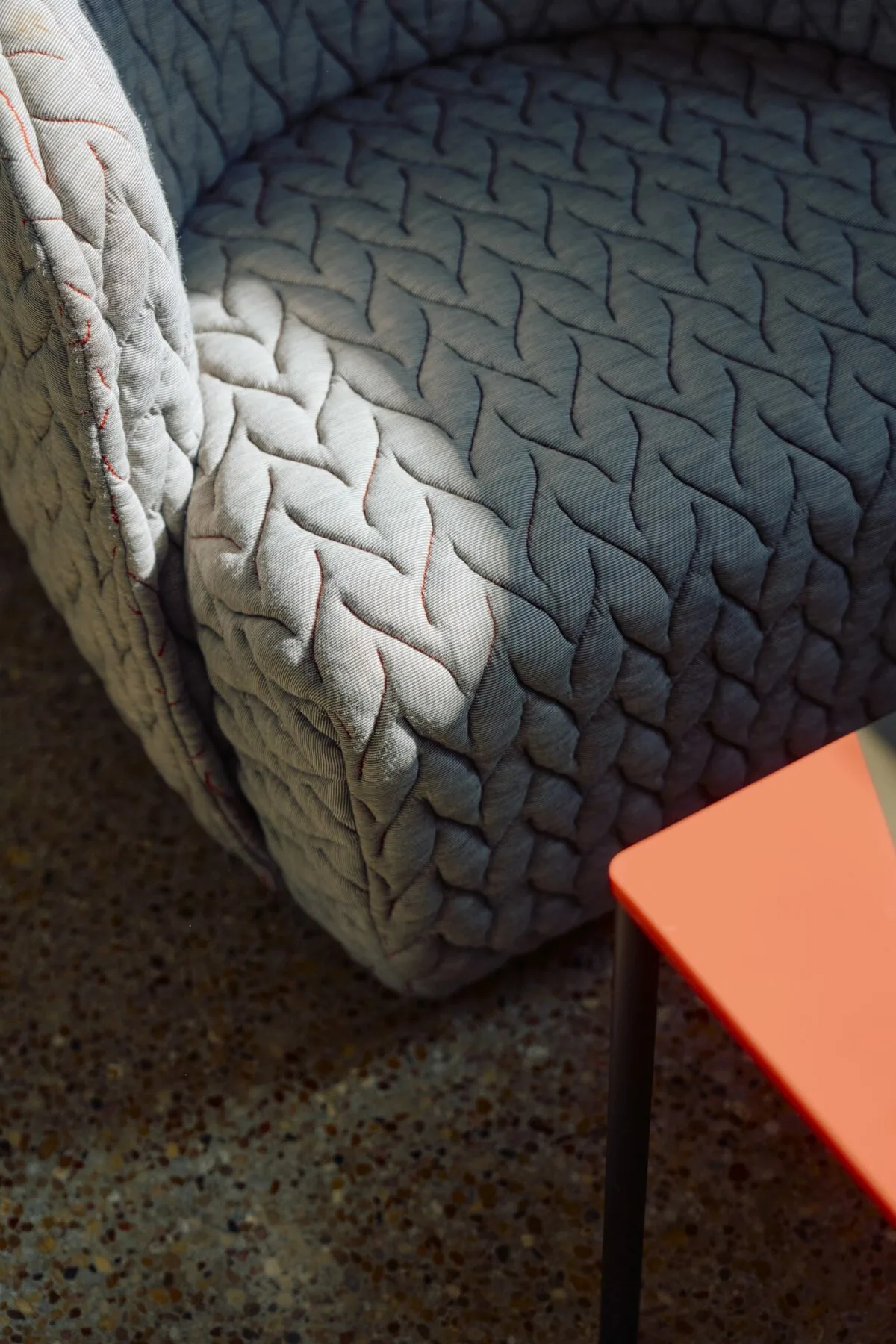 Detail shot of couch texture in Porch Studio