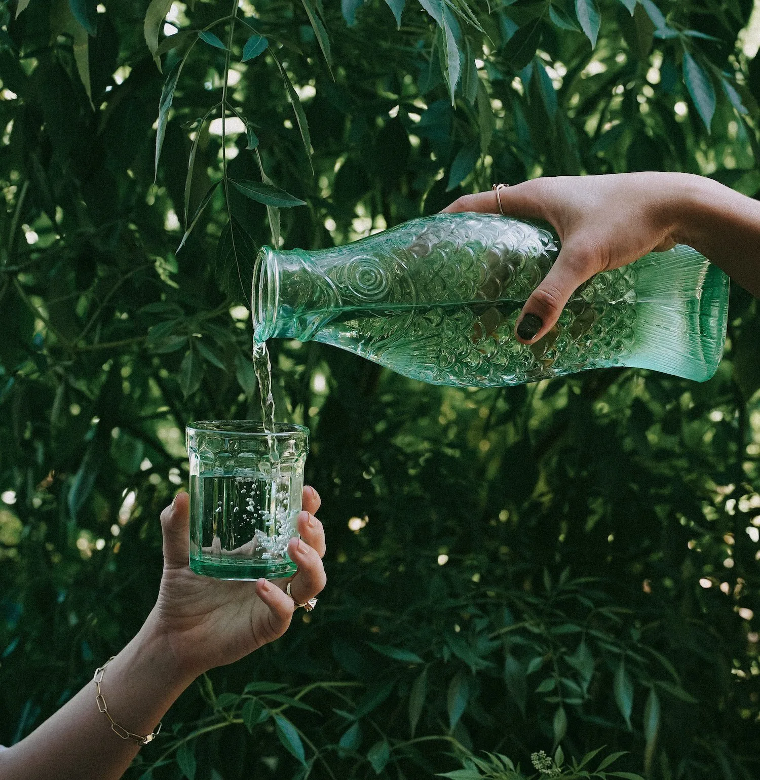 Summer House on Music Lane Glass Fish Water Bottle