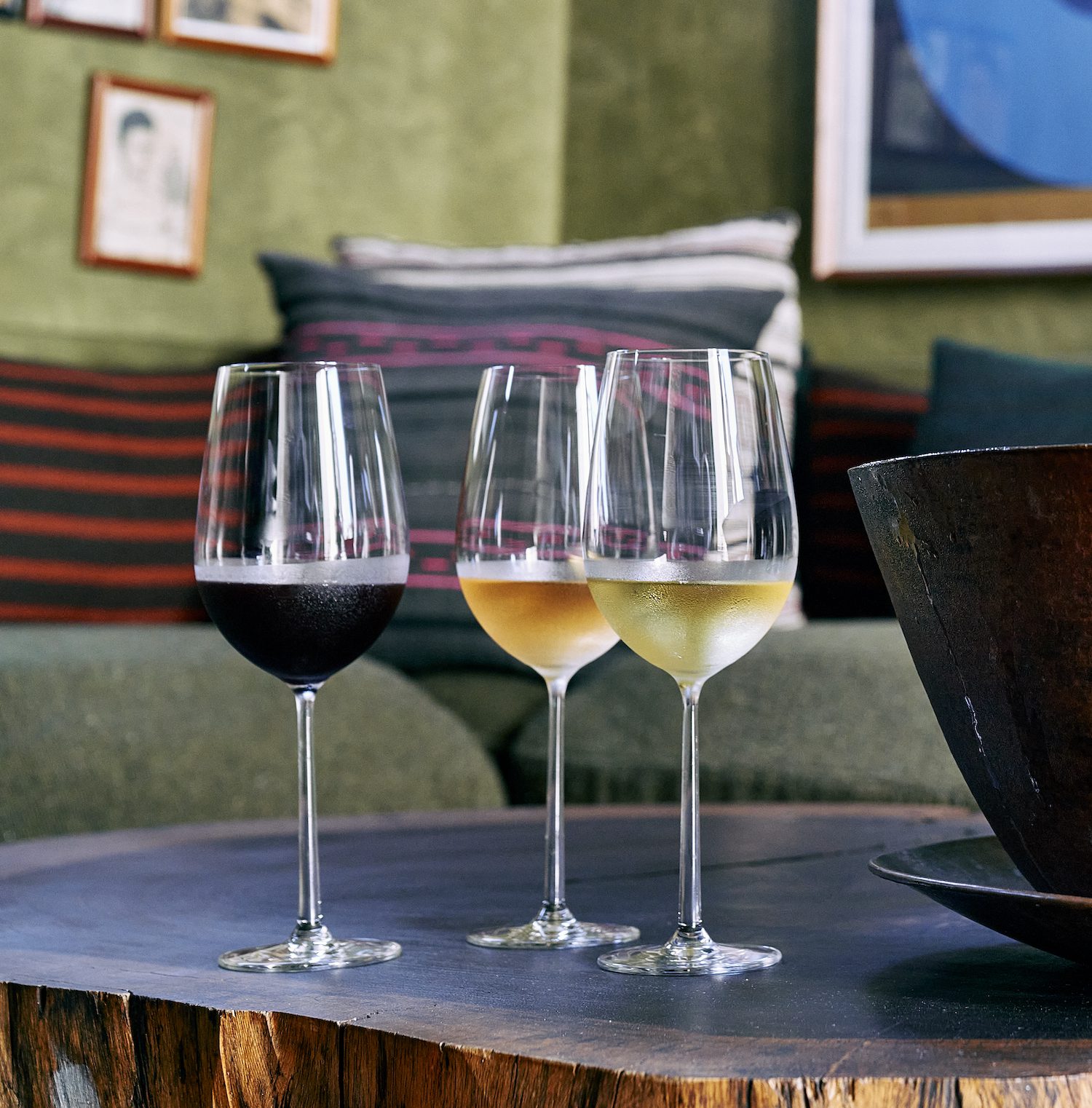 A selection of different wines in glasses