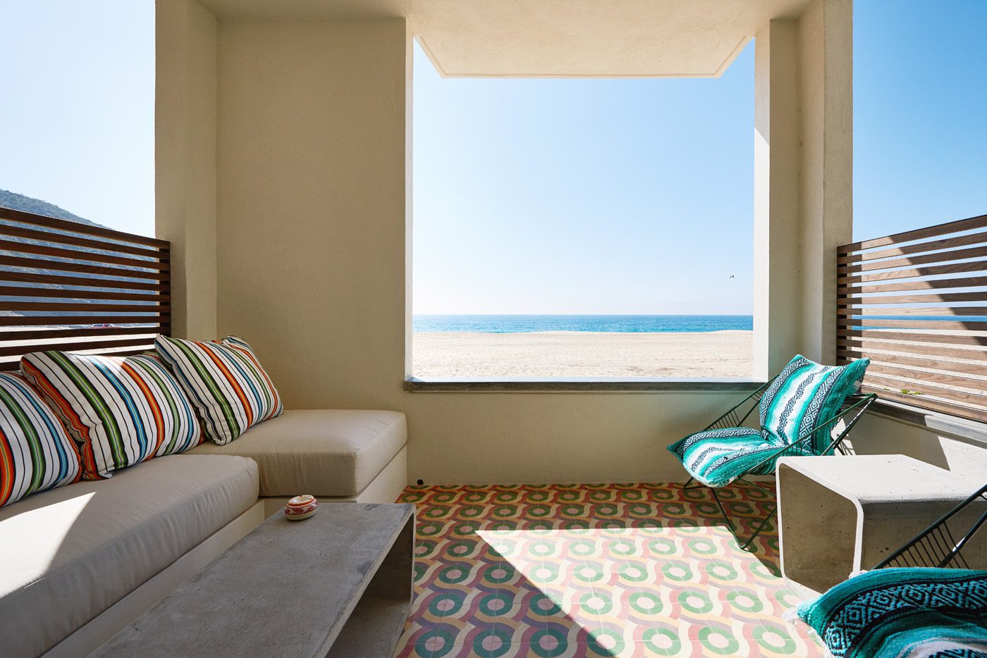 Outdoor seating area with ocean view