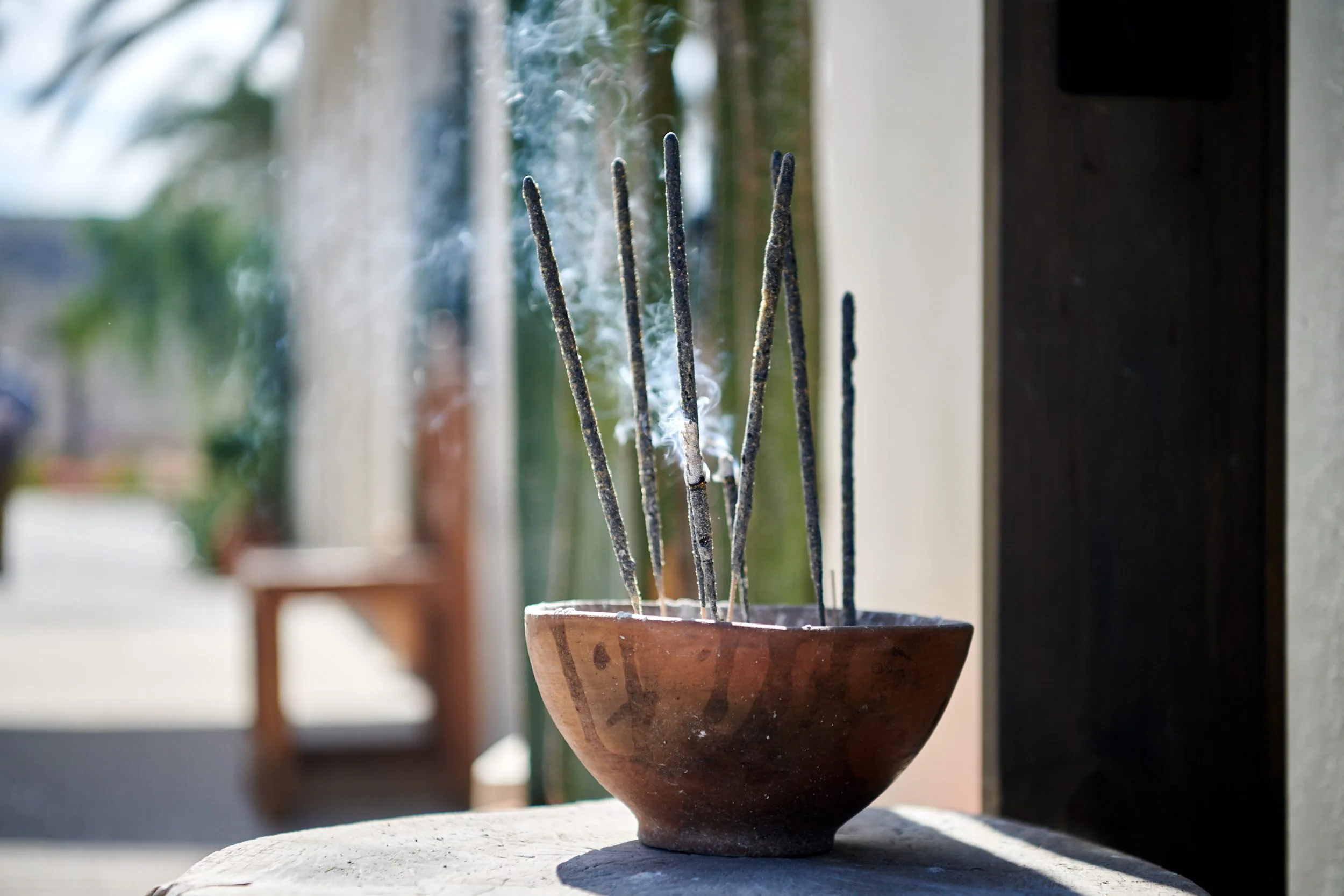 Incense burning in a bowl