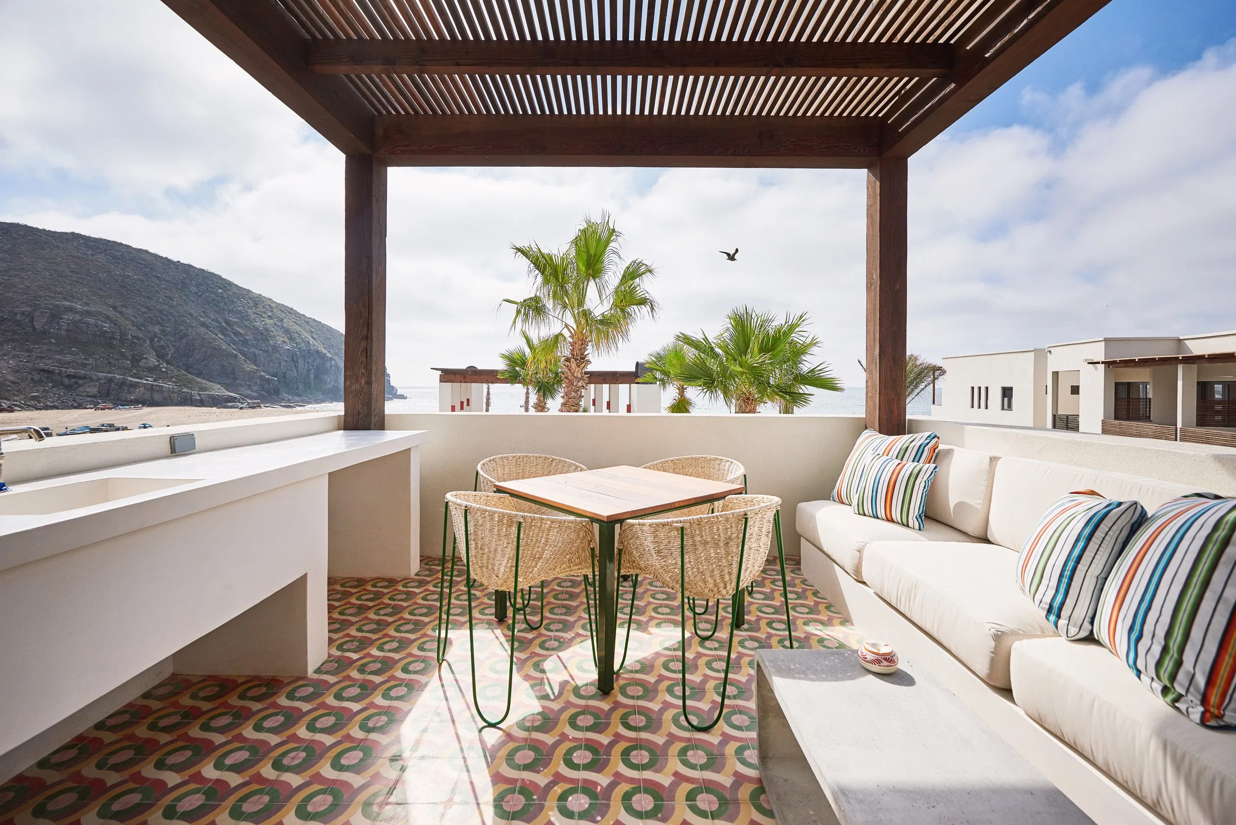 Outdoor seating area in ocean suite