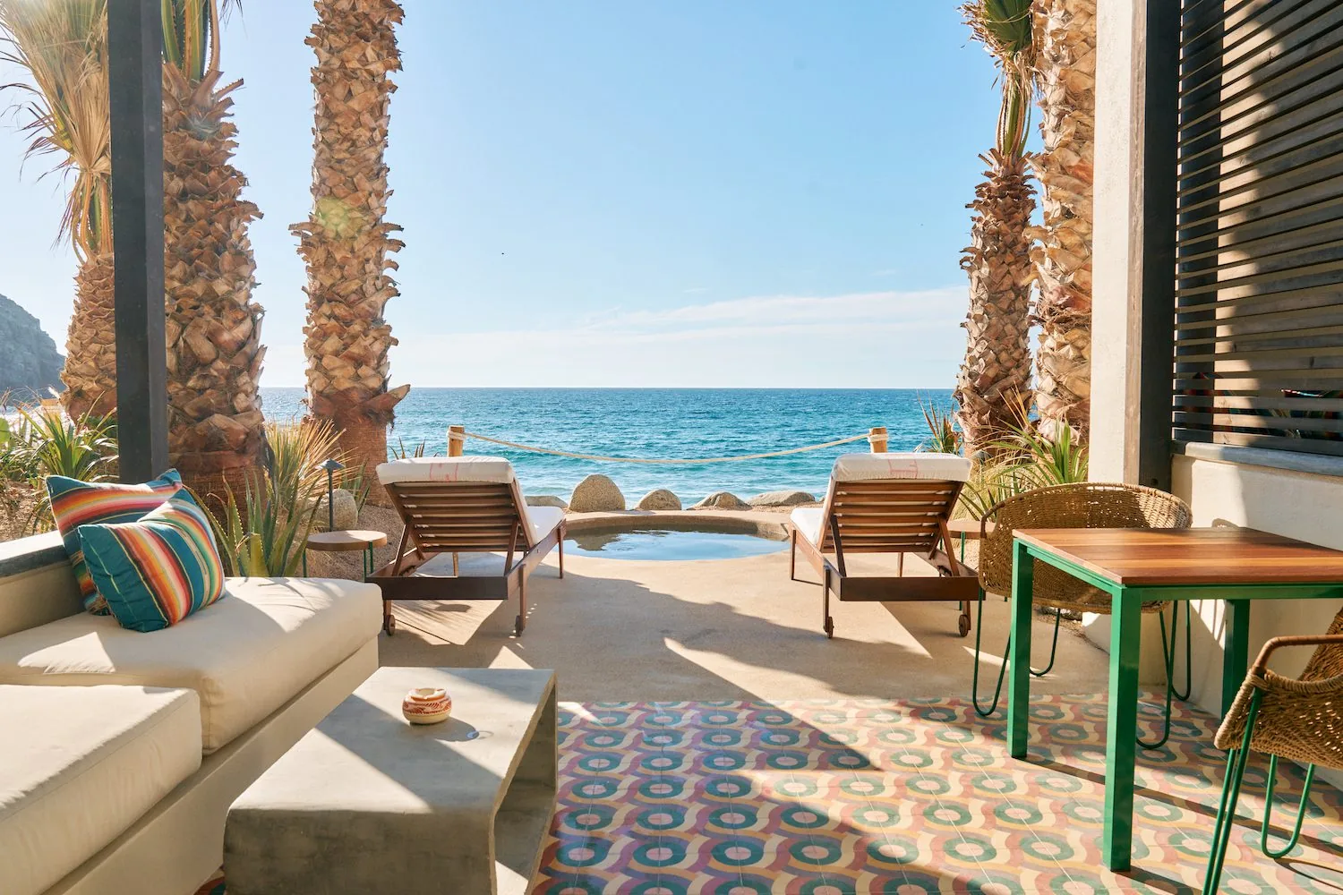 plunge pool patio with loungers