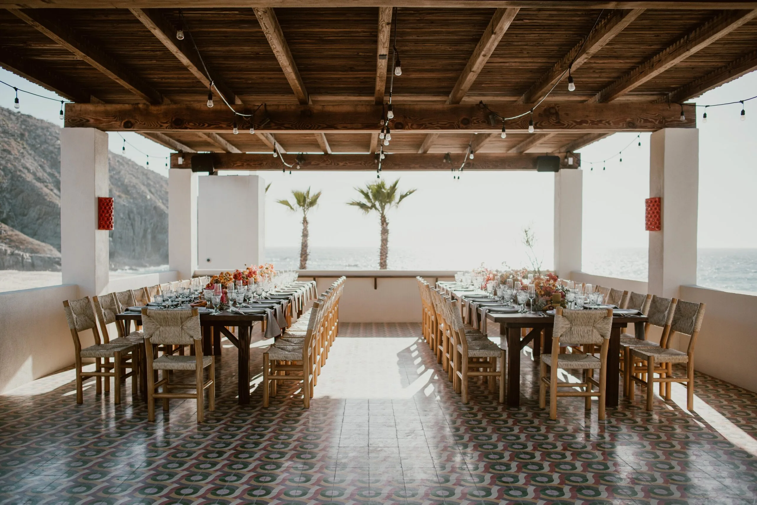 Tables set up on Mirador