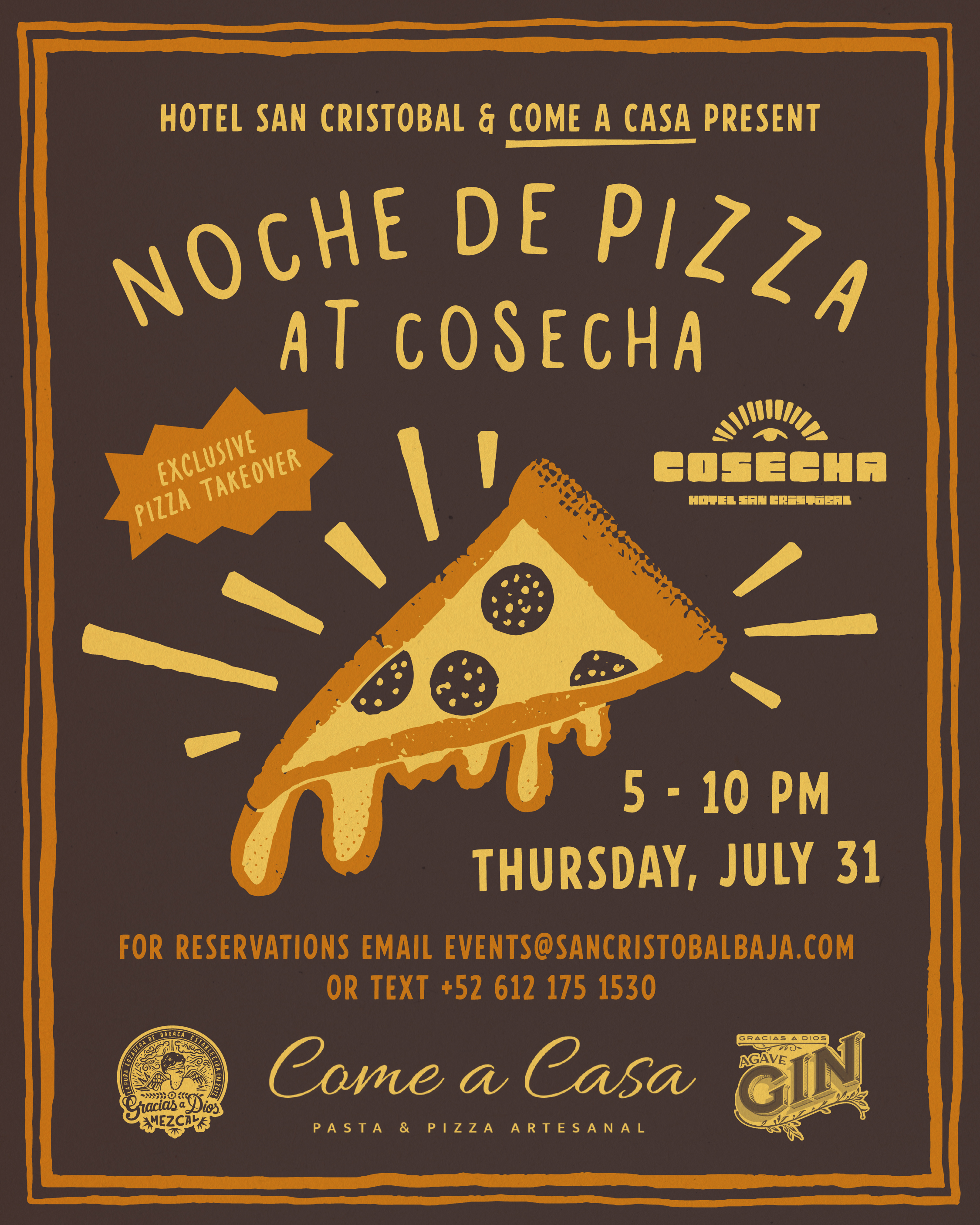 come a casa noche de pizza at cosecha