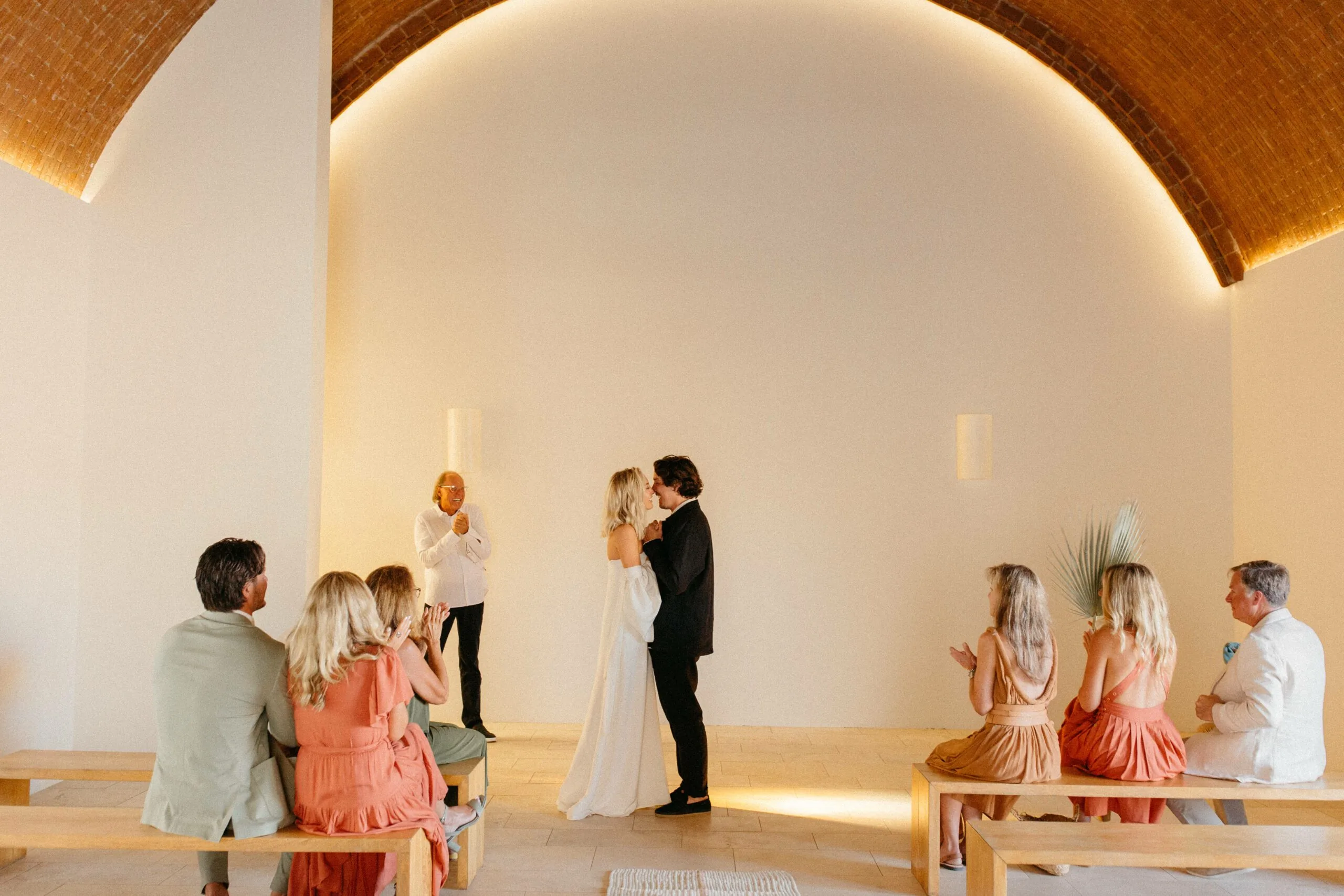A wedding ceremony in a large open space