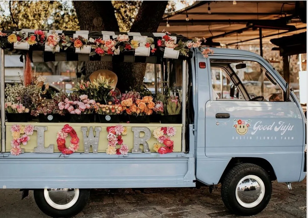 A flower vendor van