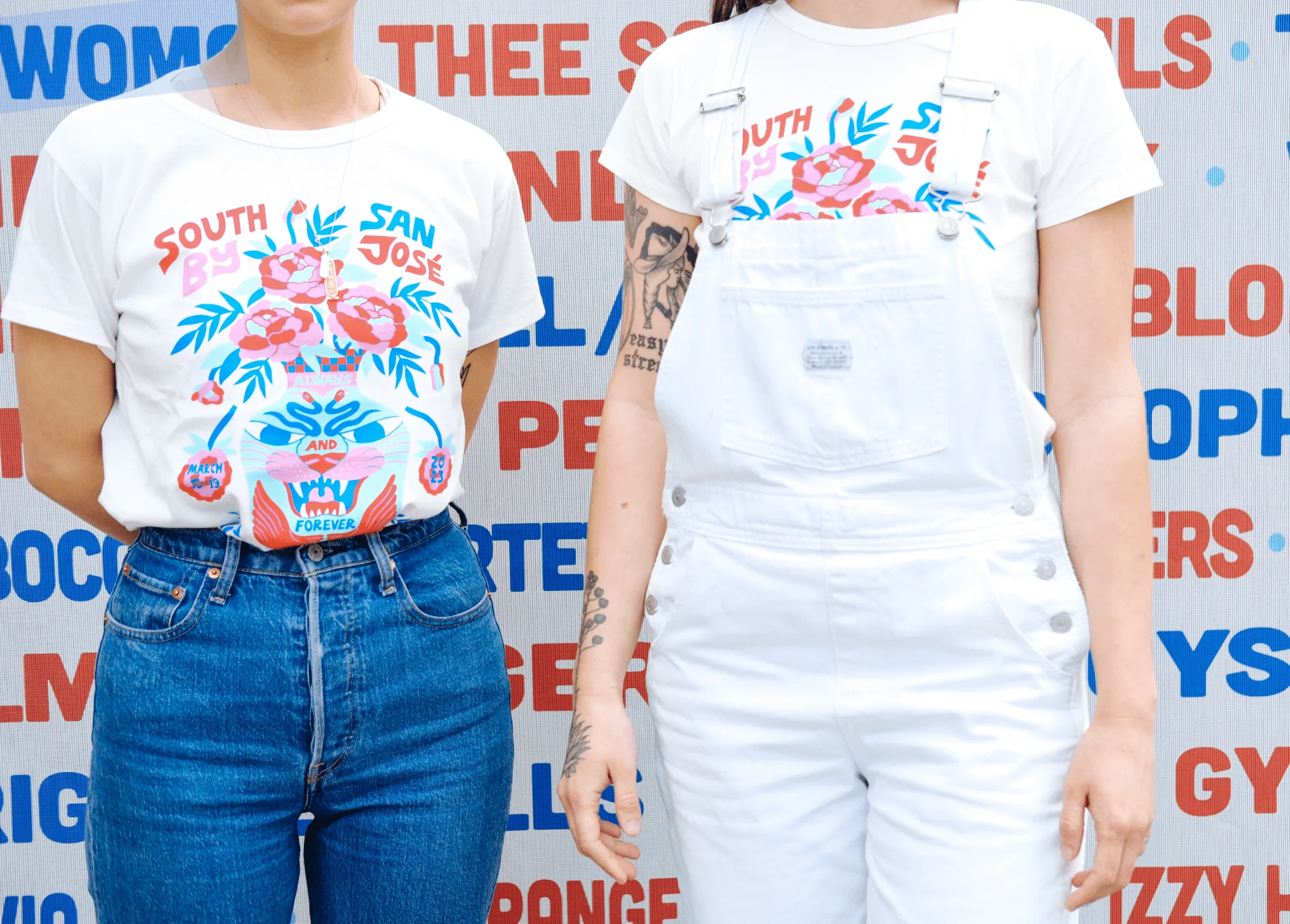 south by san jose graphic tee dressed with jeans and overalls