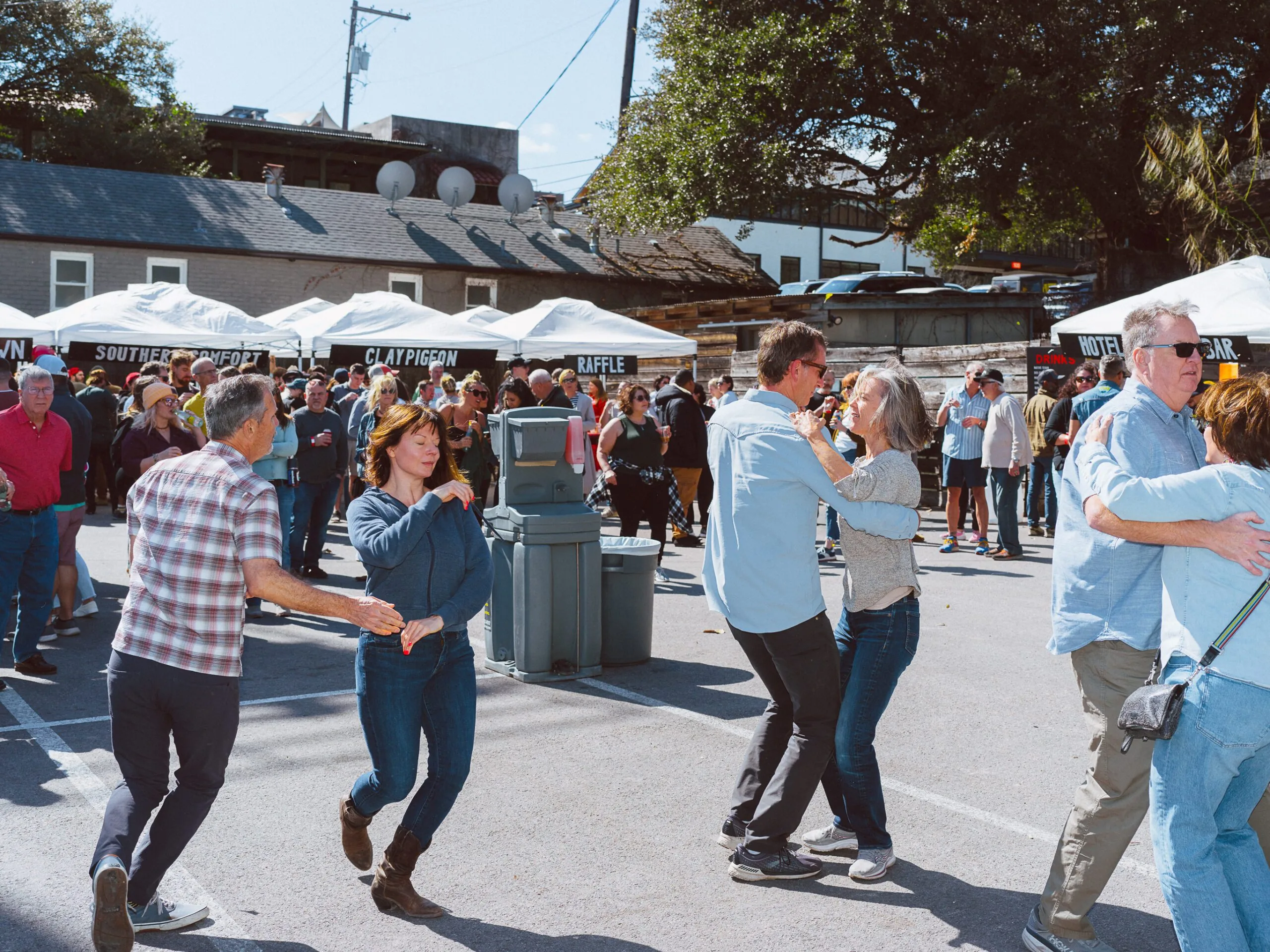 people dancing outside