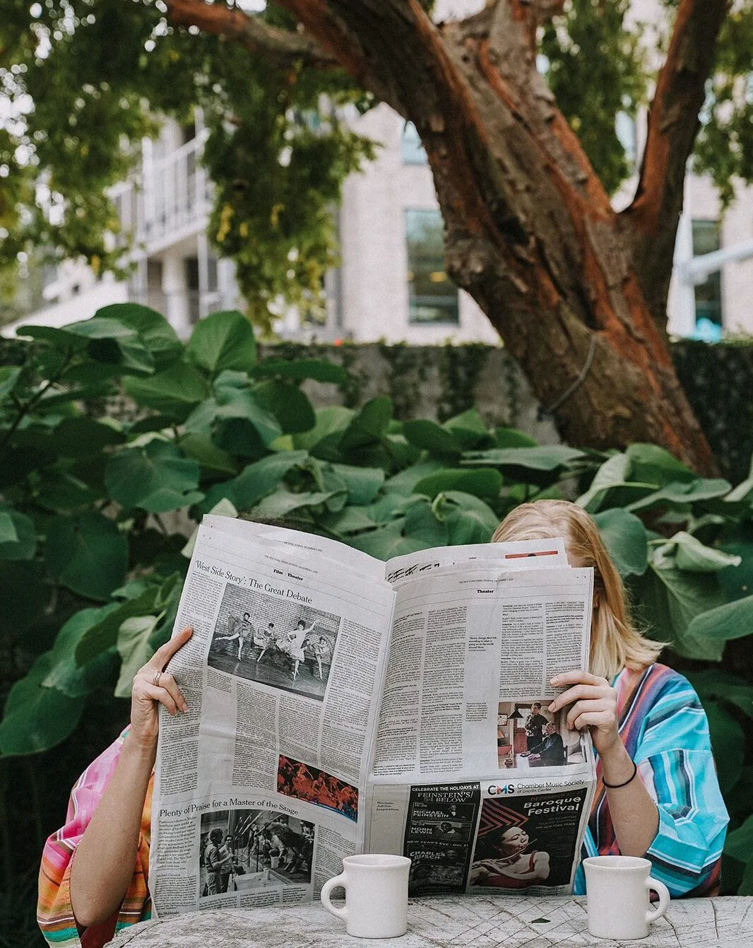 People reading the newspaper