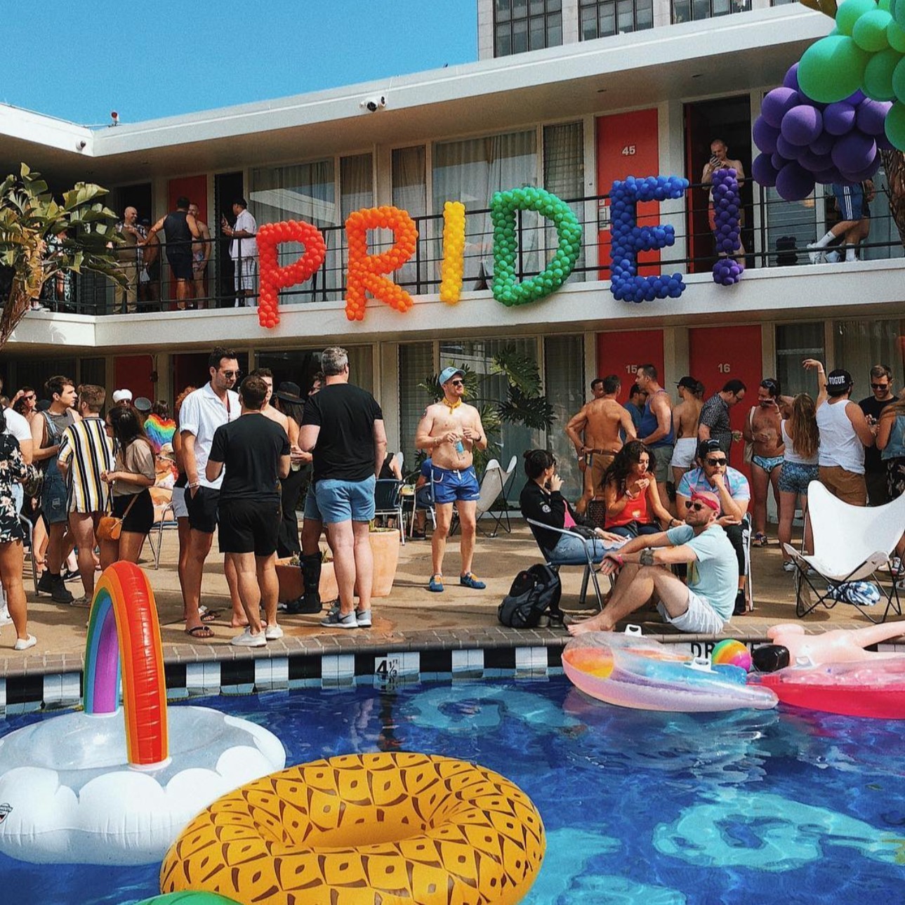 A pride event at the Phoenix Hotel pool