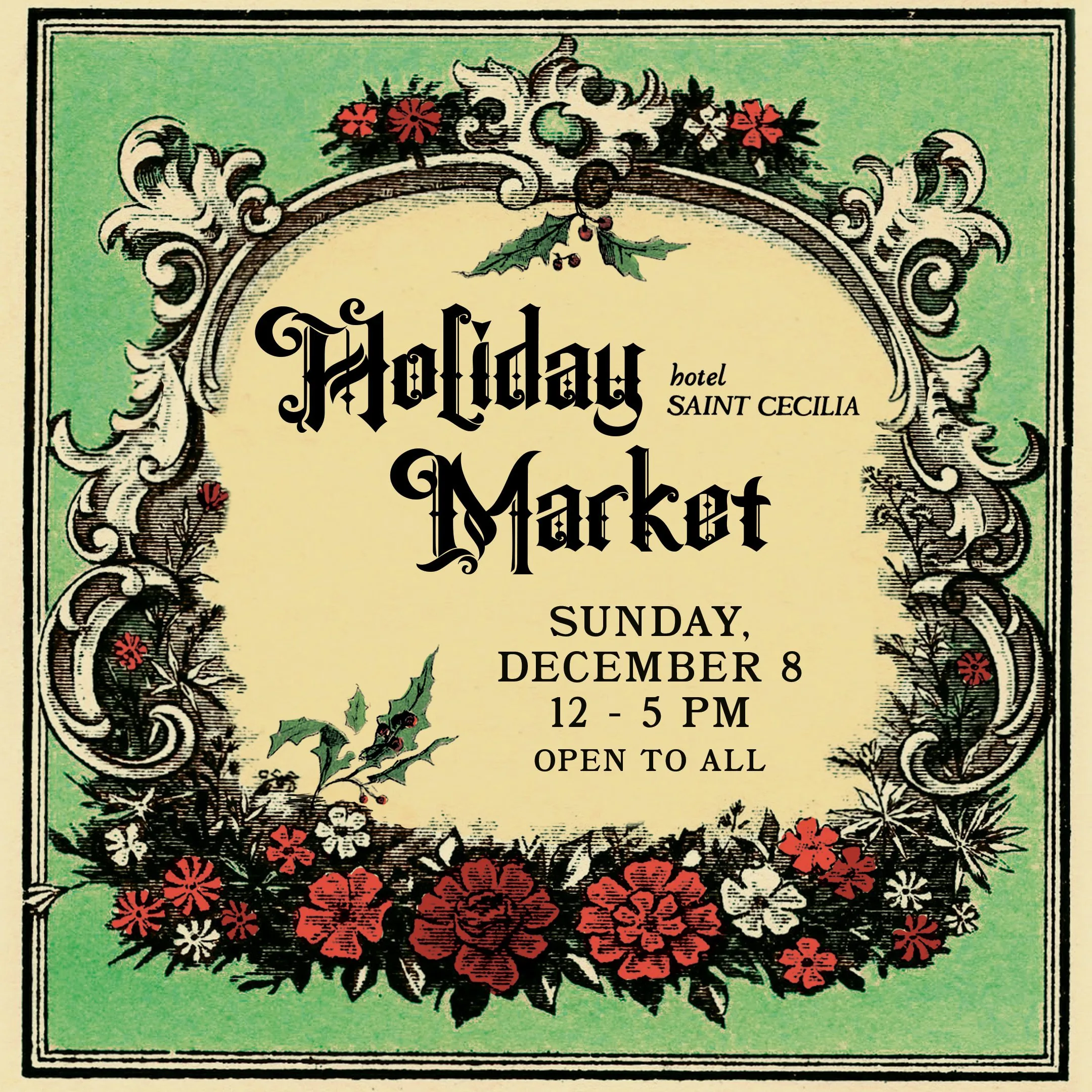 Artwork for a Holiday Market at Hotel Saint Cecilia