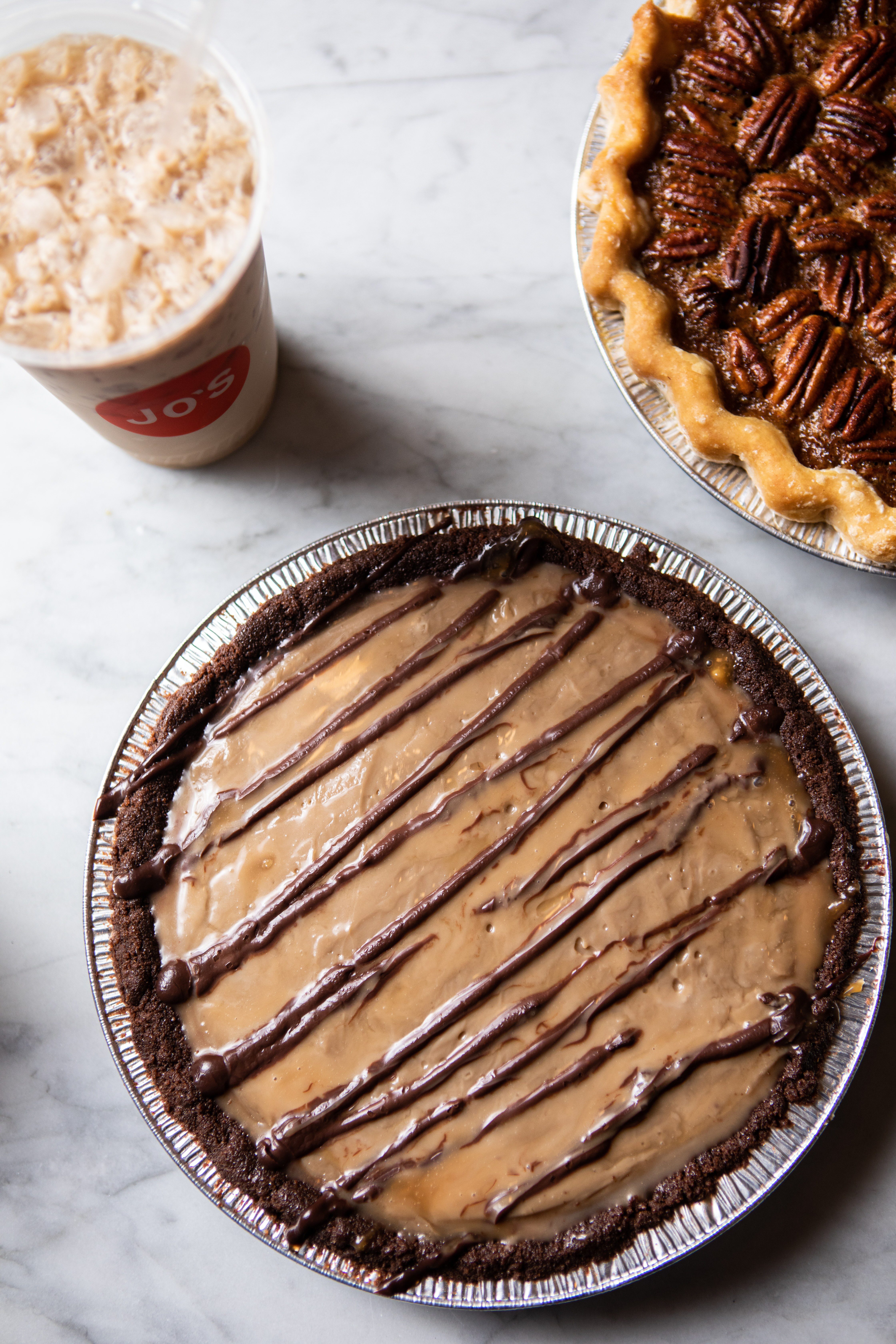 Chocolate Turbo Pie and Pecan Pie from Above